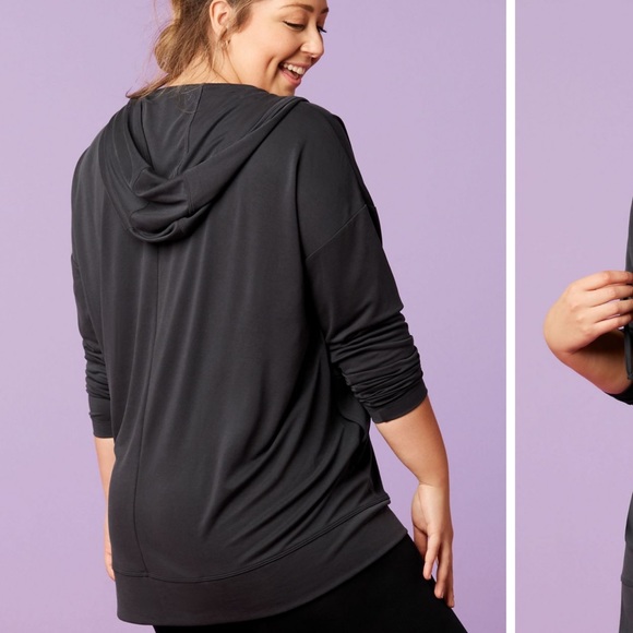 NWT Fabletics Athena Hooded Pullover 2 Black Athletic Hoodie - Picture 2 of 8